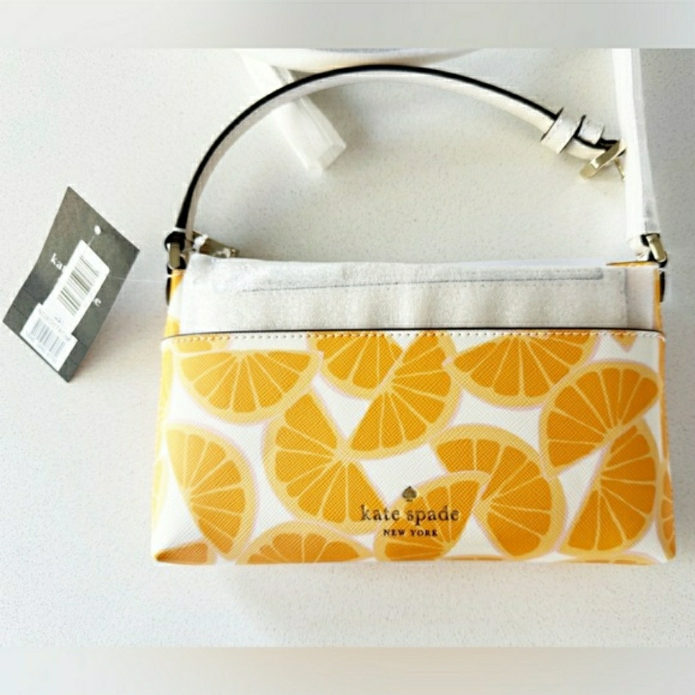 Kate Spade Sadie Citrus Wedge Print Bag and Wristlet Set w/ Crossbody NWT! - Picture 7 of 14